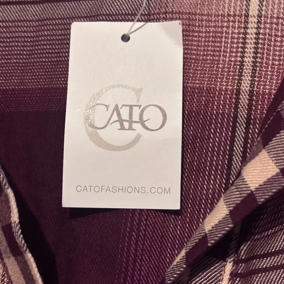 NWT Plaid Cato Baby Doll Drop Sleeve Blouse - Picture 7 of 9